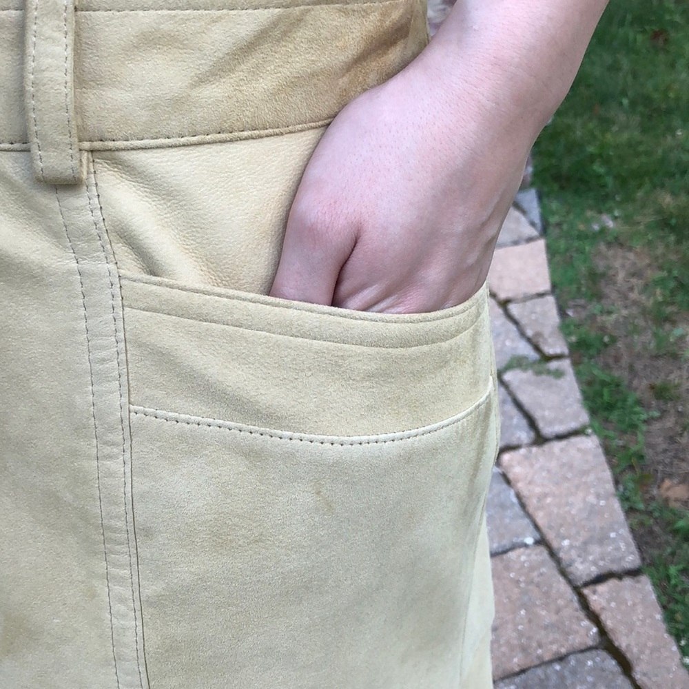 Escada 38/(6-8) tan suede snap front maxi skirt - Picture 5 of 8